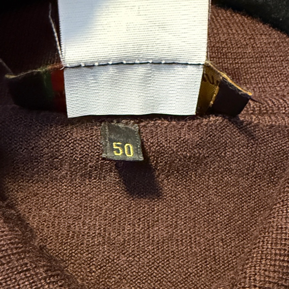 Loro Piana Chocolate Brown Cashmere Silk Long Sleeve Lightweight Polo Sweater - Picture 12 of 12